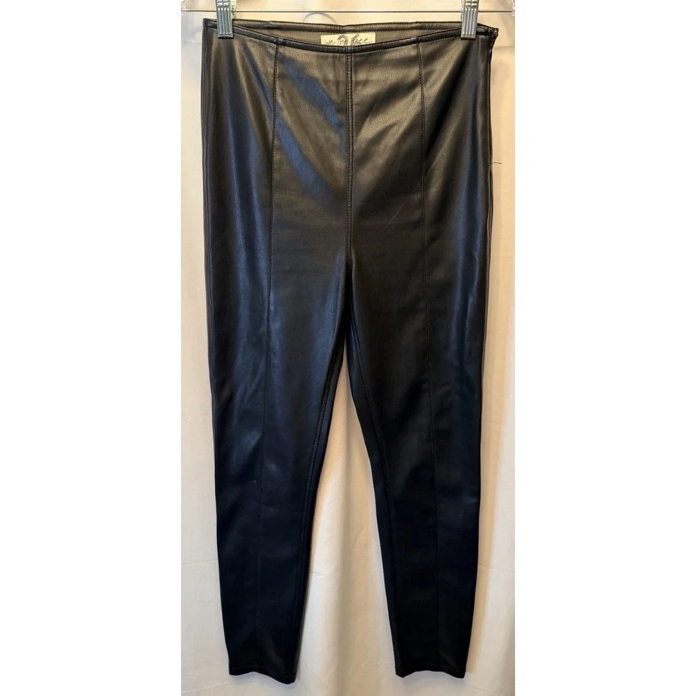 Free People We The Free Women's Size 27 Black Vegan Leather Pants 29